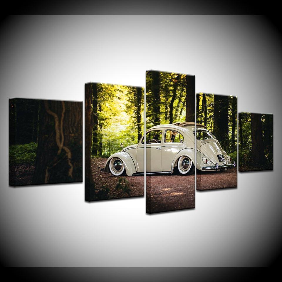 Beetle Volkswagen In Forest Car &amp;amp; Motor Canvas Wall Art
