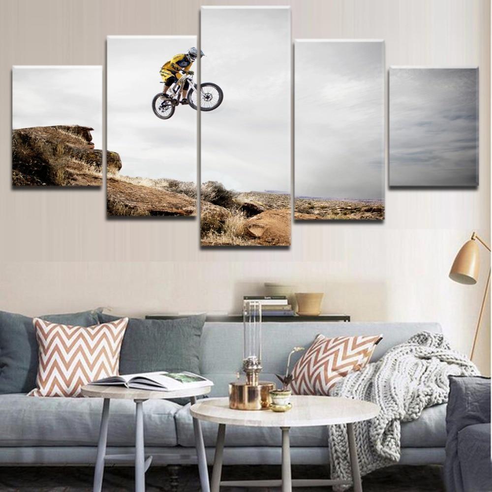 Bicycle Jump Mountain  Sport Canvas Wall Art