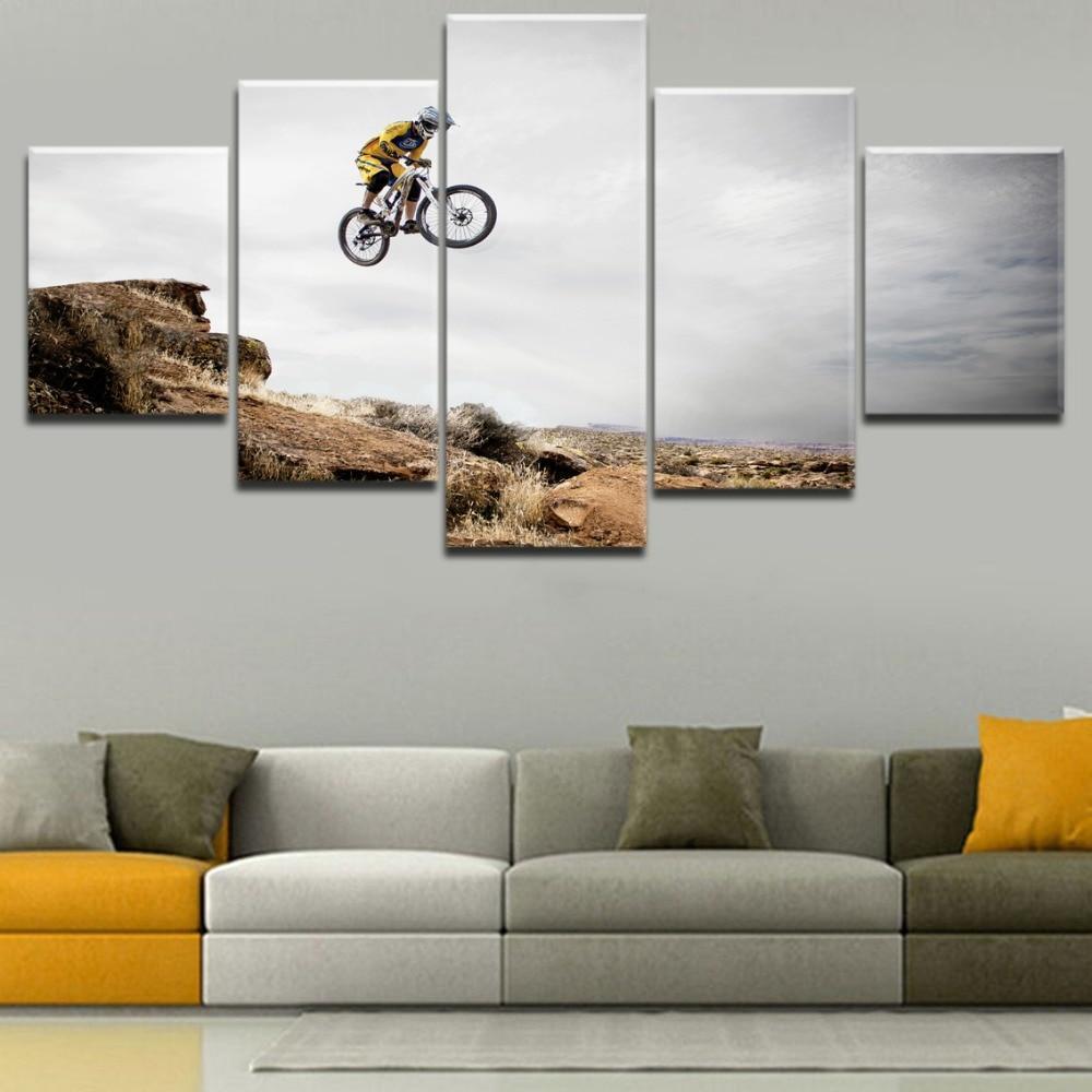 Bicycle Jump Mountain  Sport Canvas Wall Art