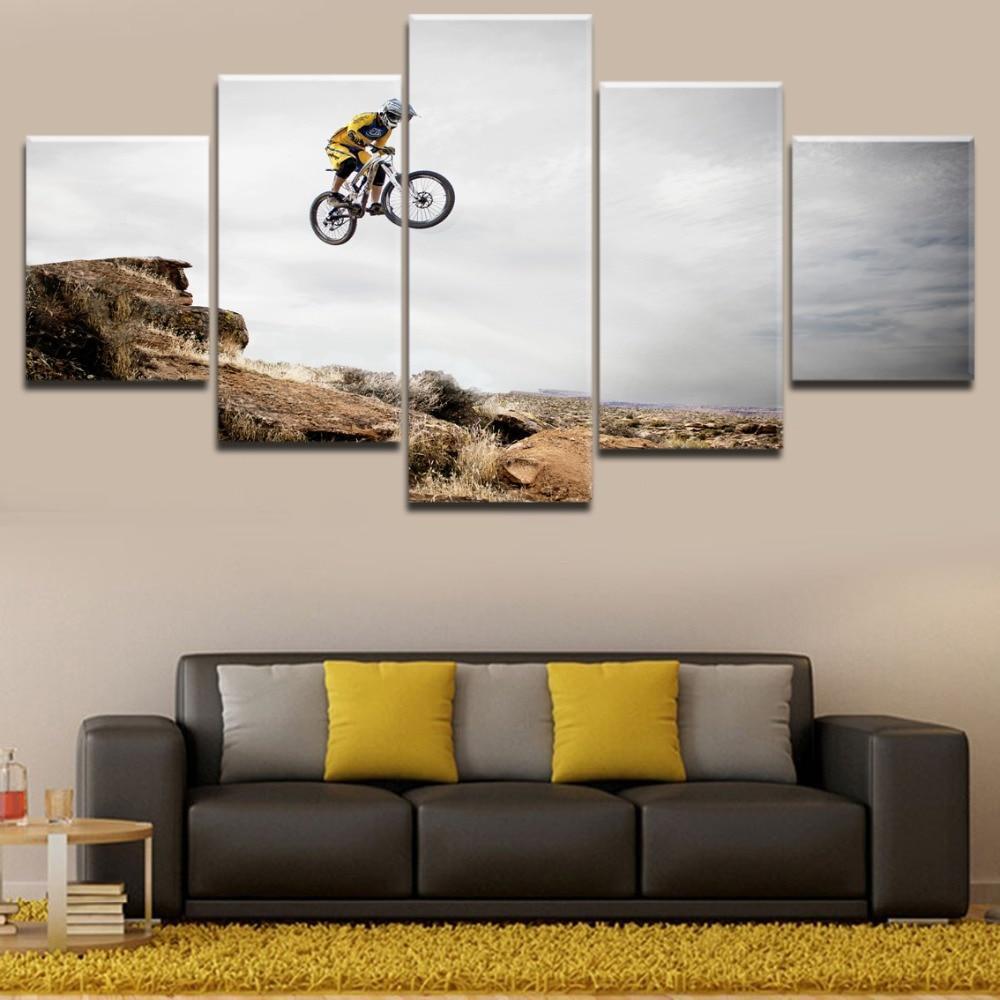 Bicycle Jump Mountain  Sport Canvas Wall Art