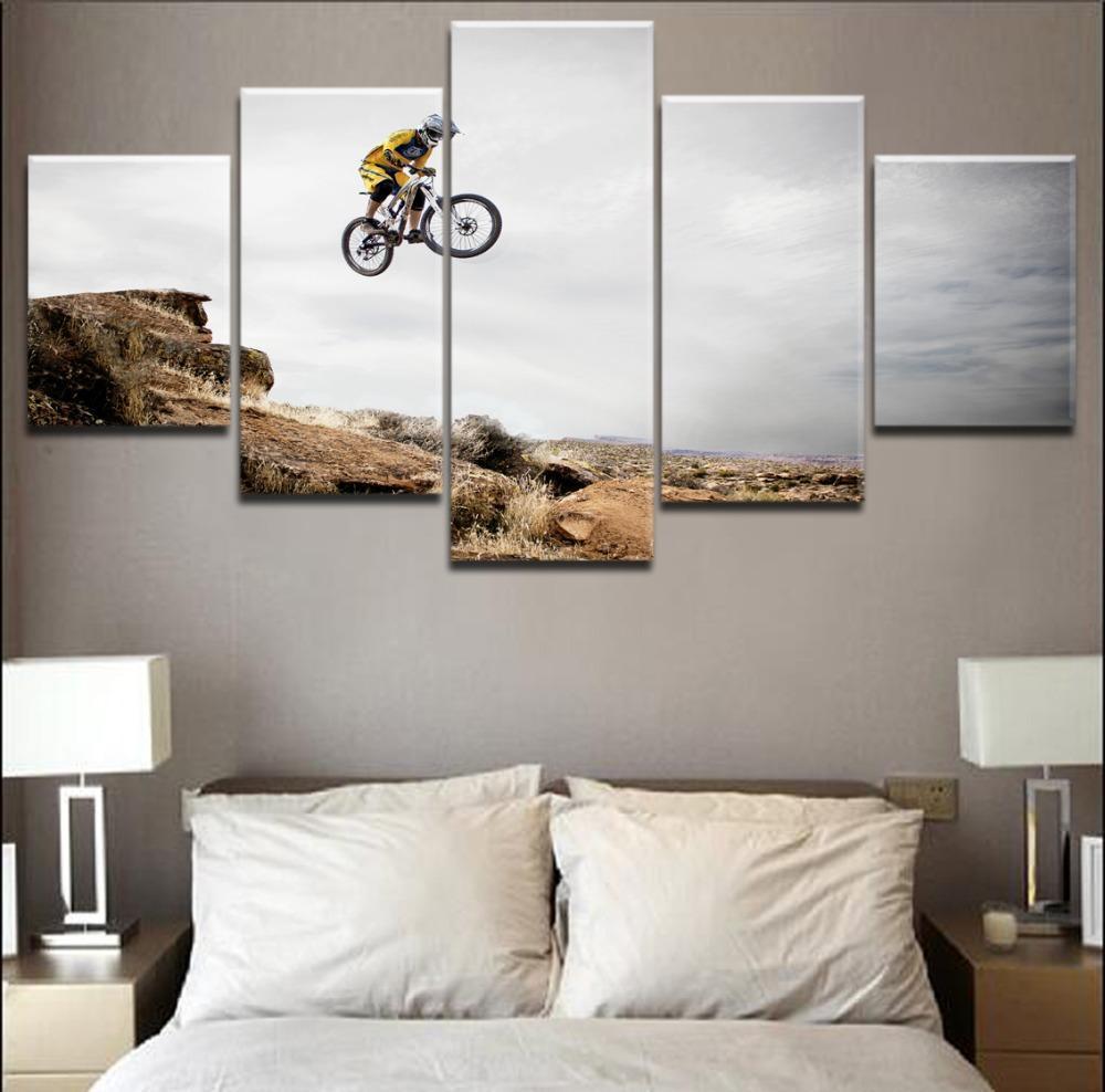 Bicycle Jump Mountain  Sport Canvas Wall Art