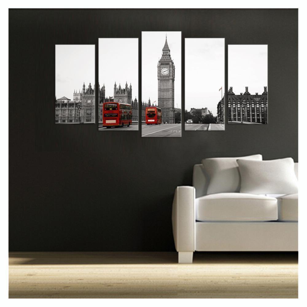 Big Ben London Busses Nature Canvas Wall Art