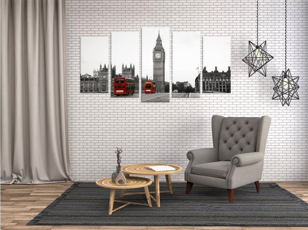Big Ben London Busses Nature Canvas Wall Art