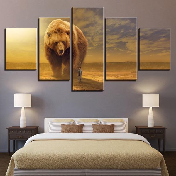 Big Brown Bear Abstract Animal Canvas Wall Art