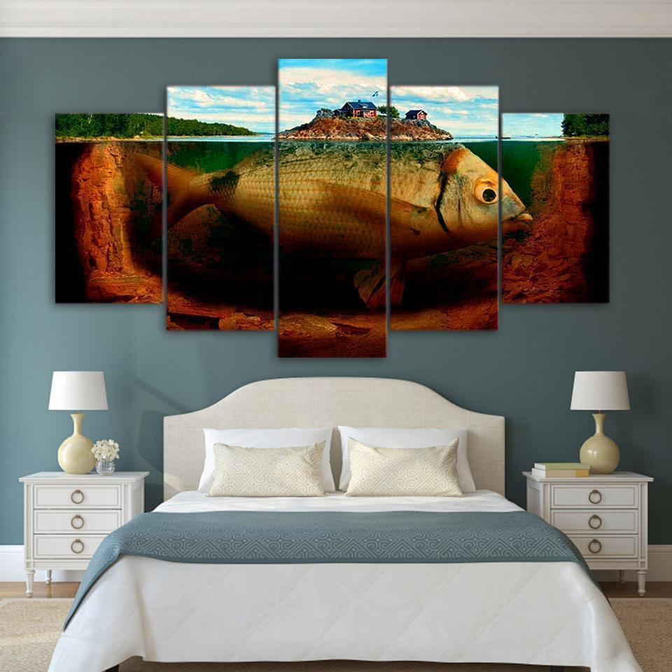 Big Fish Island Abstract Animal Canvas Wall Art