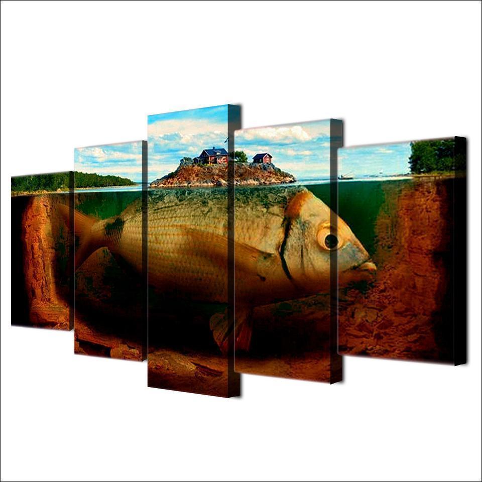 Big Fish Island Abstract Animal Canvas Wall Art