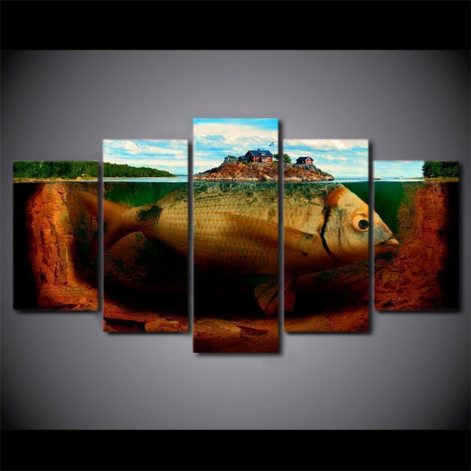 Big Fish Island Abstract Animal Canvas Wall Art