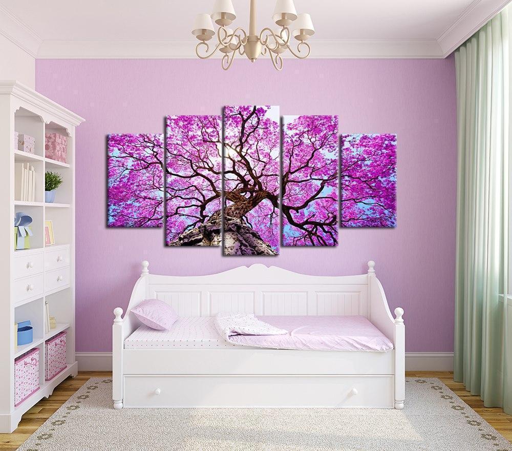 Big Pink Tree Nature Landscape Nature Canvas Wall Art