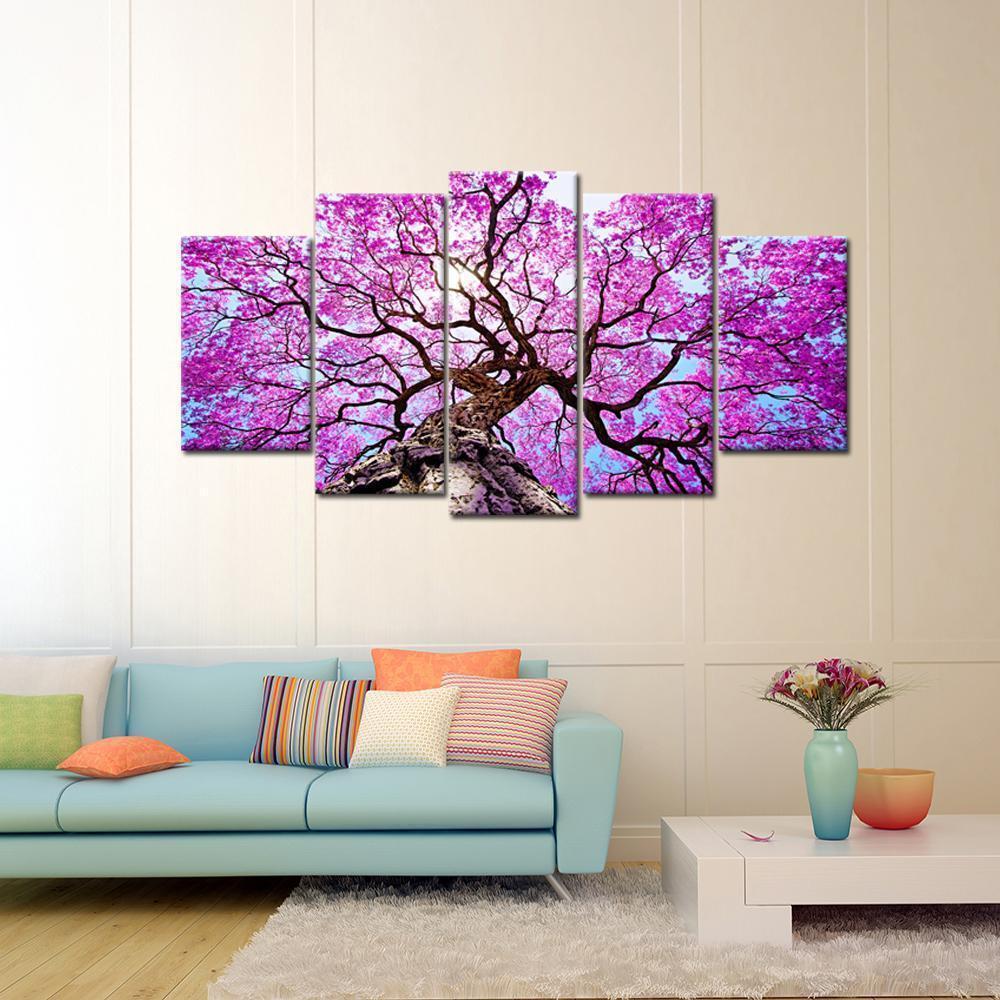 Big Pink Tree Nature Landscape Nature Canvas Wall Art