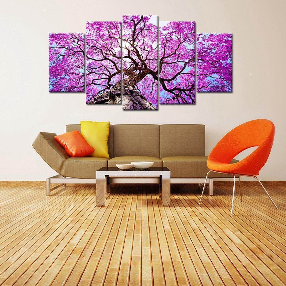 Big Pink Tree Nature Landscape Nature Canvas Wall Art