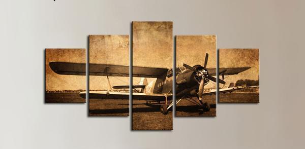 Biplane Vintage Airplane Airplane Canvas Wall Art