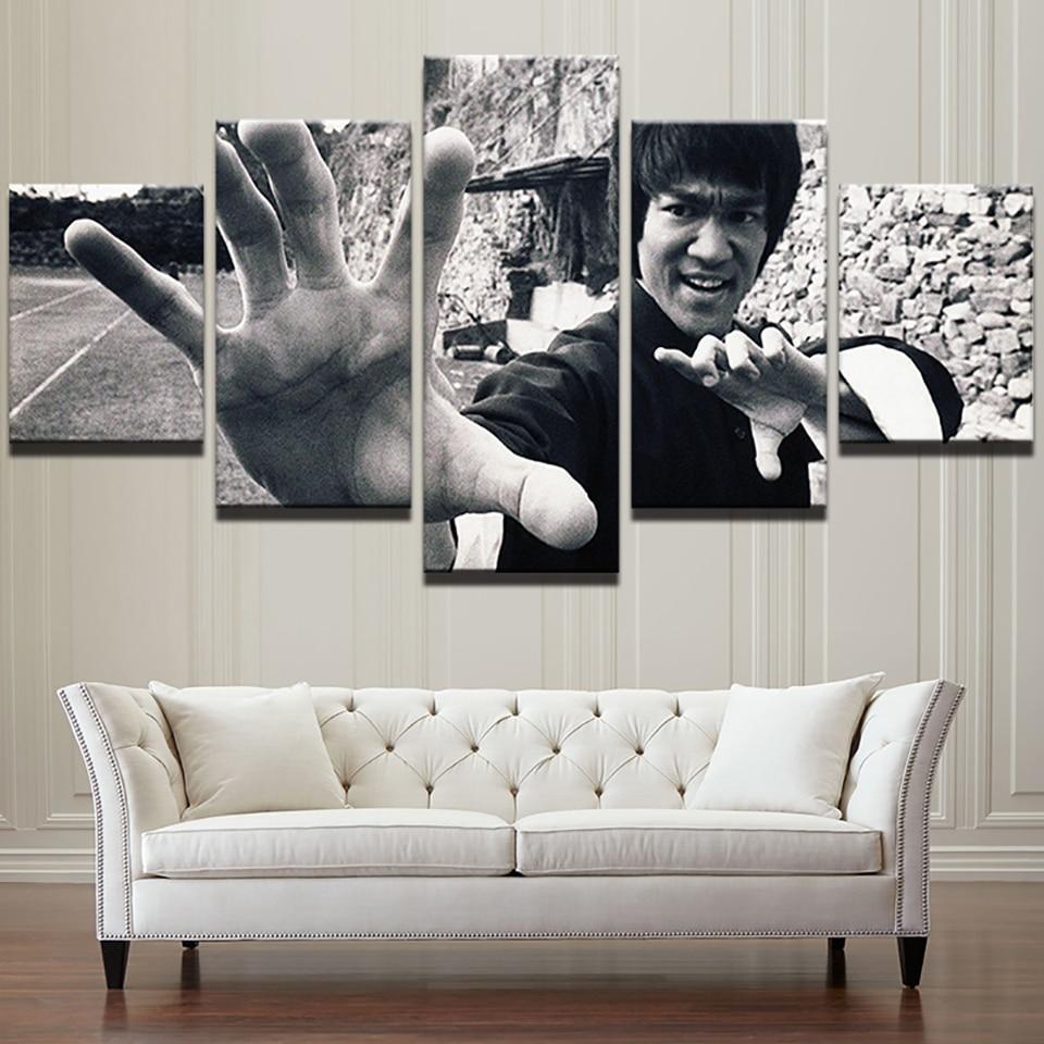Black And White Bruce Lee  Celebrity Canvas Wall Art