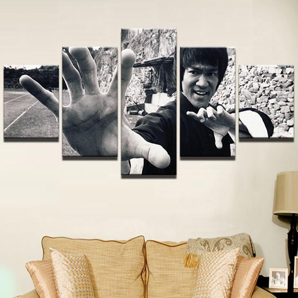 Black And White Bruce Lee  Celebrity Canvas Wall Art