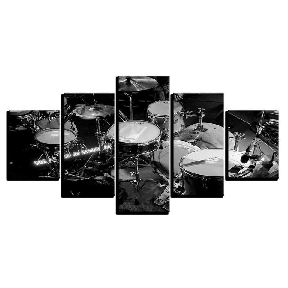 Black And White Drums Music Canvas Wall Art