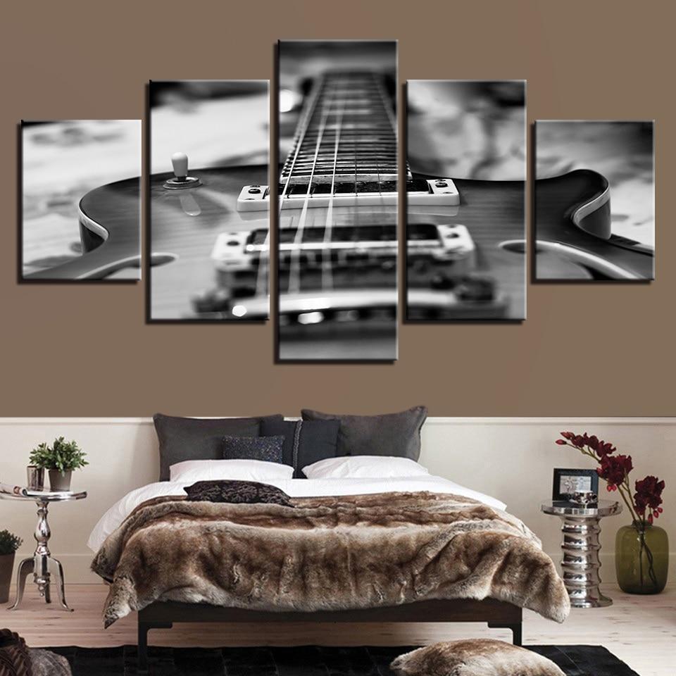 Black And White Guitar Music Canvas Wall Art