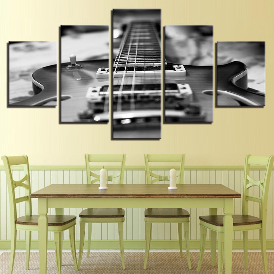 Black And White Guitar Music Canvas Wall Art