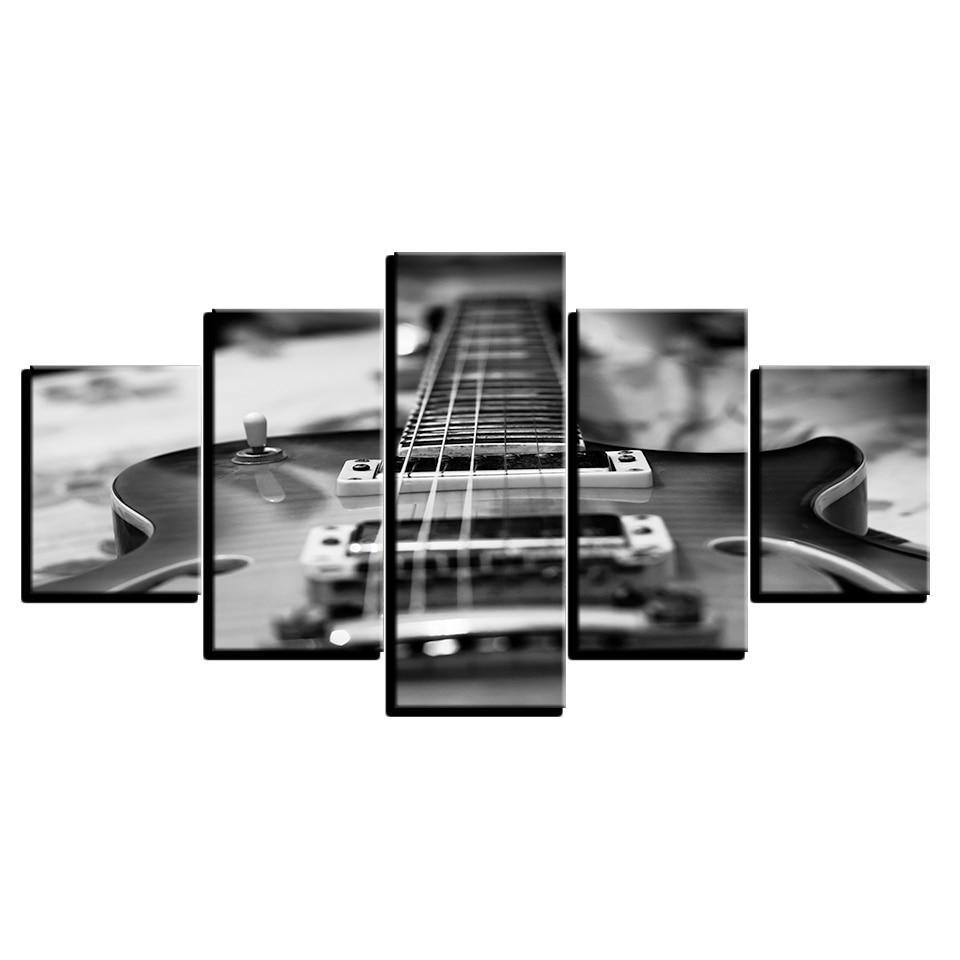 Black And White Guitar Music Canvas Wall Art