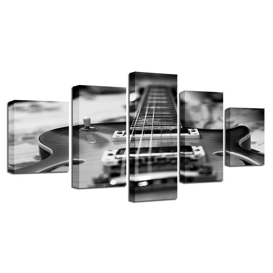 Black And White Guitar Music Canvas Wall Art