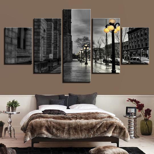 Black And White London Street Space Canvas Wall Art