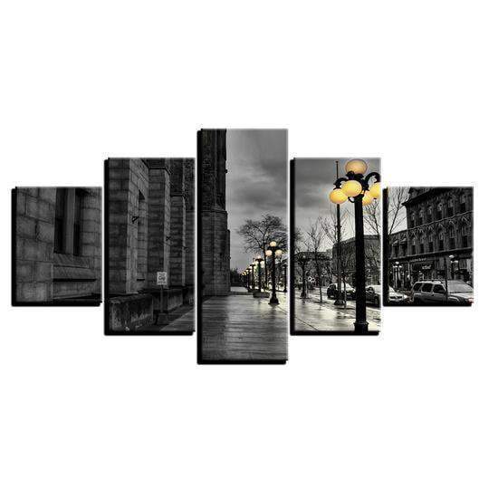 Black And White London Street Space Canvas Wall Art