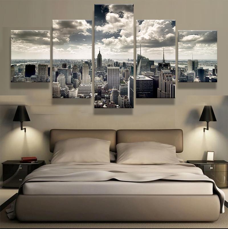 Black And White New York City Buildings Nature Canvas Wall Art