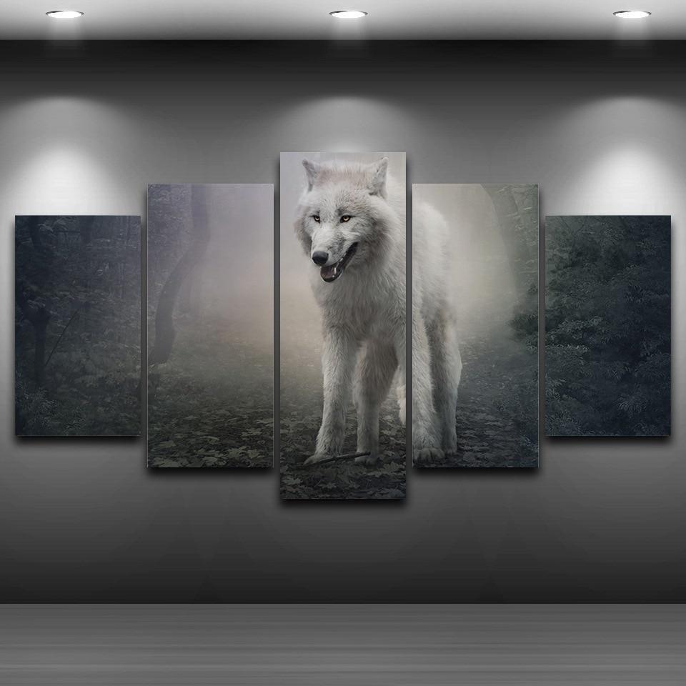 Black And White Wolf Animal Canvas Wall Art