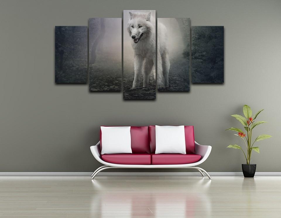 Black And White Wolf Animal Canvas Wall Art