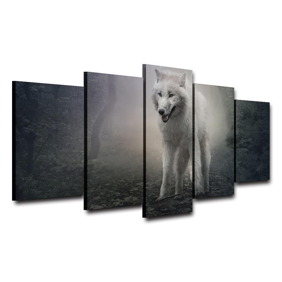 Black And White Wolf Animal Canvas Wall Art