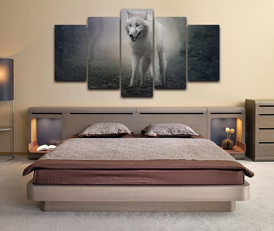Black And White Wolf Animal Canvas Wall Art