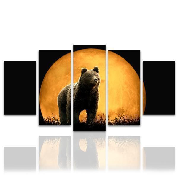 Black Bear Moon Animal Canvas Wall Art