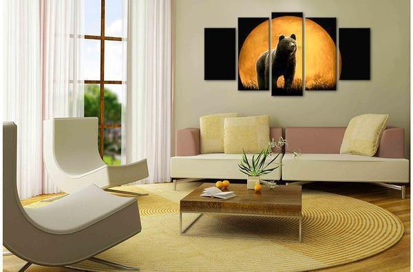 Black Bear Moon Animal Canvas Wall Art