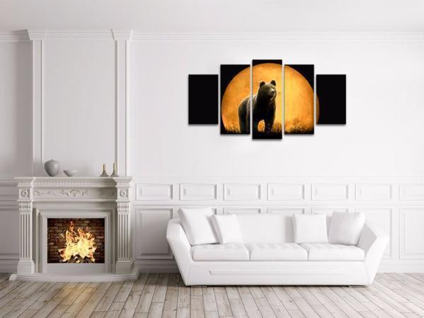 Black Bear Moon Animal Canvas Wall Art