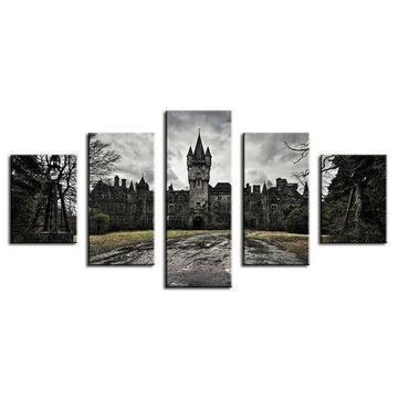 Black Castle Nature Canvas Wall Art