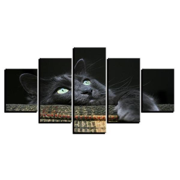 Black Cat Midnight Eyes Animal Canvas Wall Art