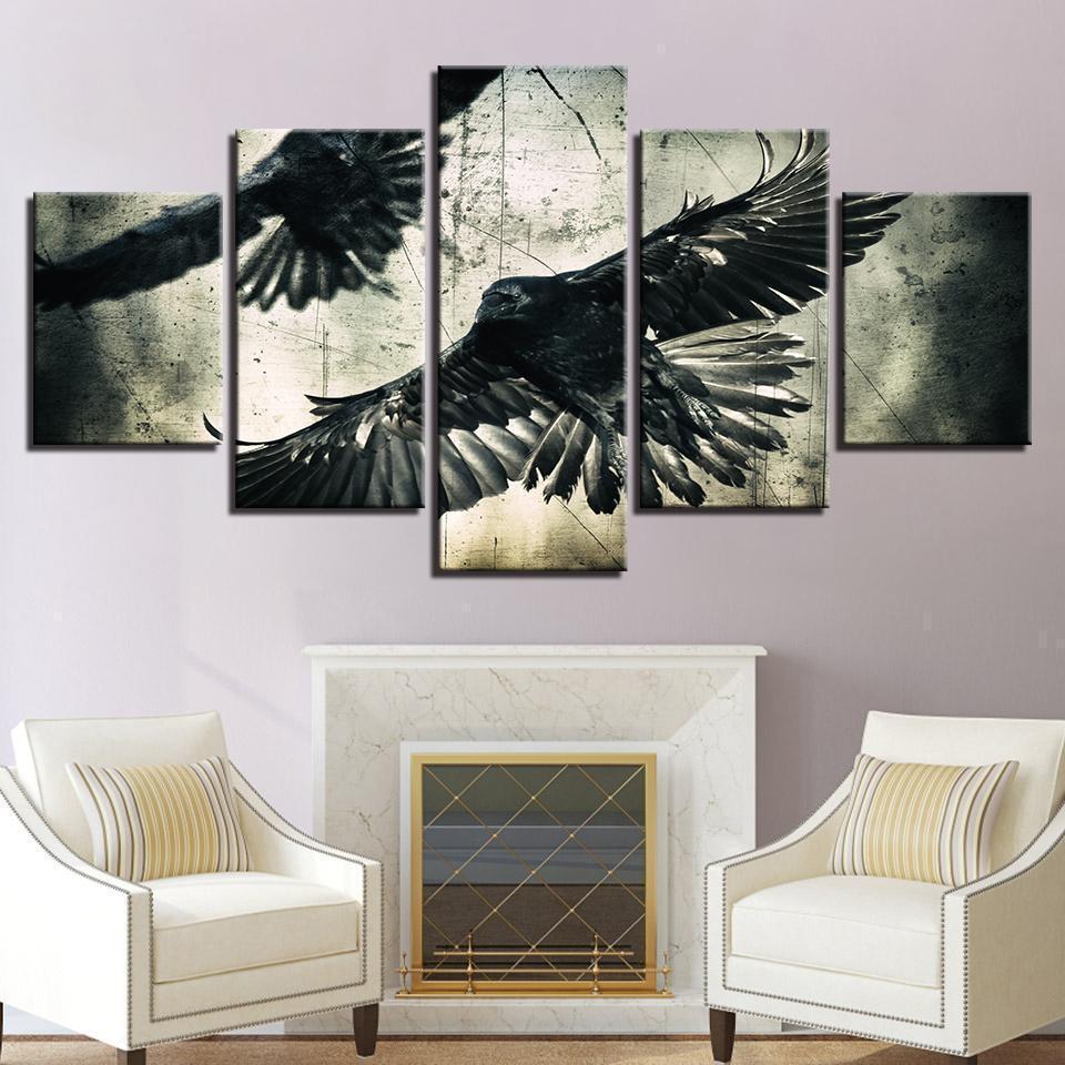Black Eagle Animal Canvas Wall Art