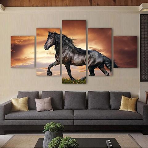 Black Horse Animal Canvas Wall Art