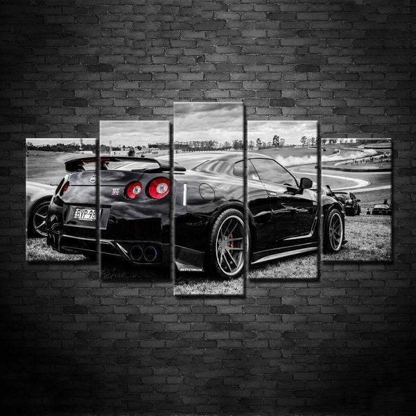 Black Nissan GTR Sports Car &amp;amp; Motor Canvas Wall Art