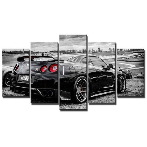 Black Nissan GTR Sports Car &amp;amp; Motor Canvas Wall Art