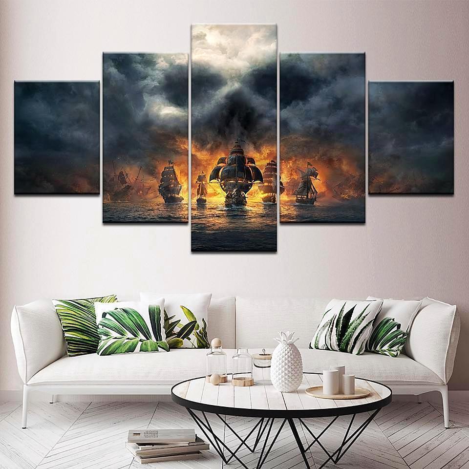 Black Pearl Of Pirates Of The Caribbean Disney Canvas Wall Art