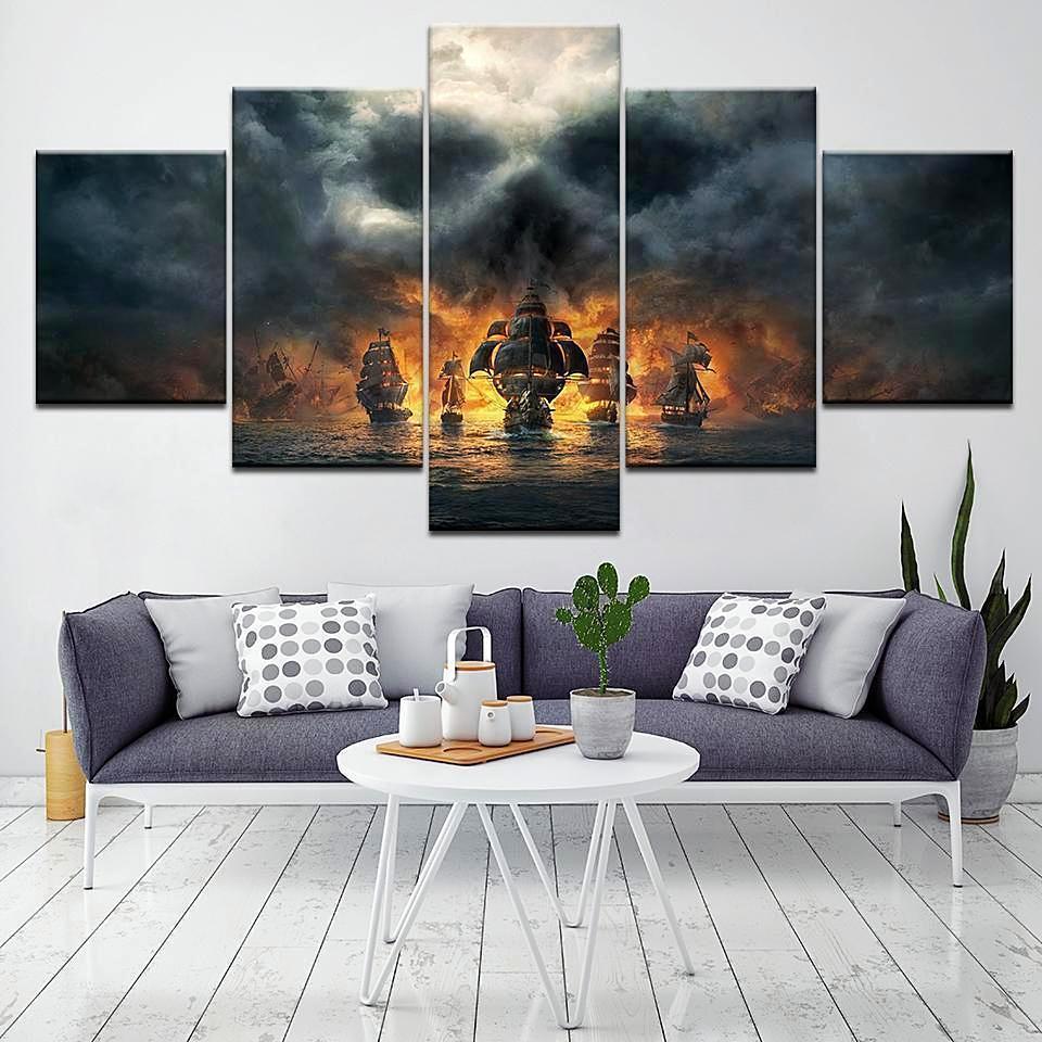 Black Pearl Of Pirates Of The Caribbean Disney Canvas Wall Art