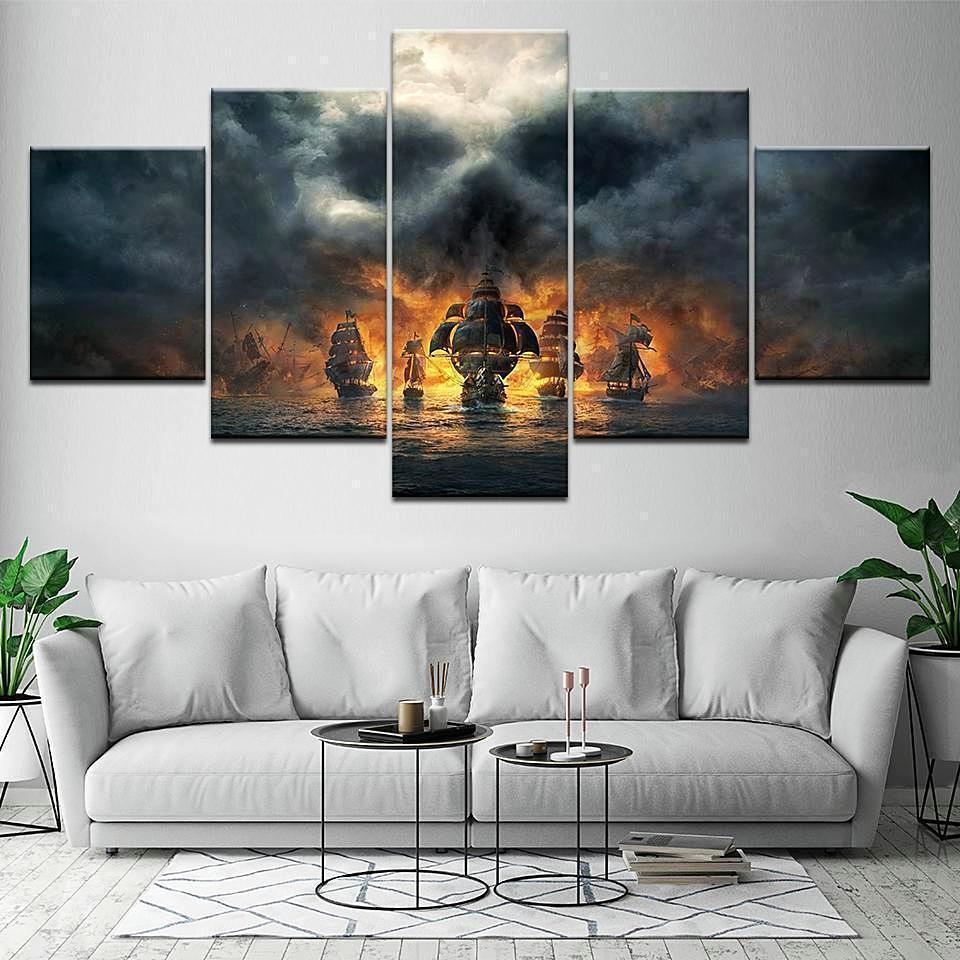 Black Pearl Of Pirates Of The Caribbean Disney Canvas Wall Art