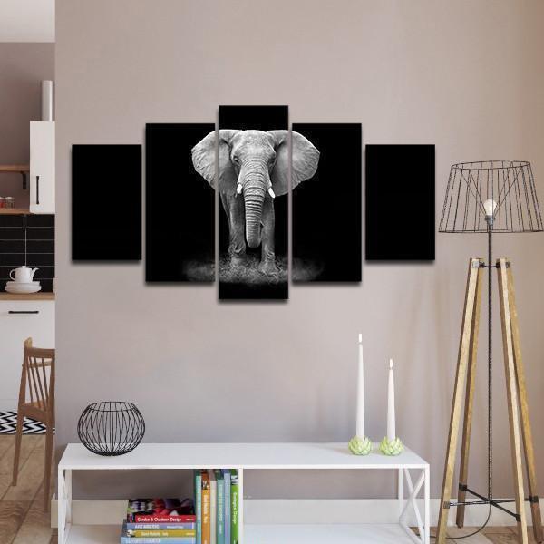 Black &amp;amp; White Elephant Animal Canvas Wall Art