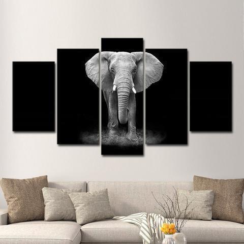 Black &amp;amp; White Elephant Animal Canvas Wall Art