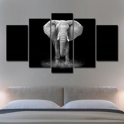 Black &amp;amp; White Elephant Animal Canvas Wall Art