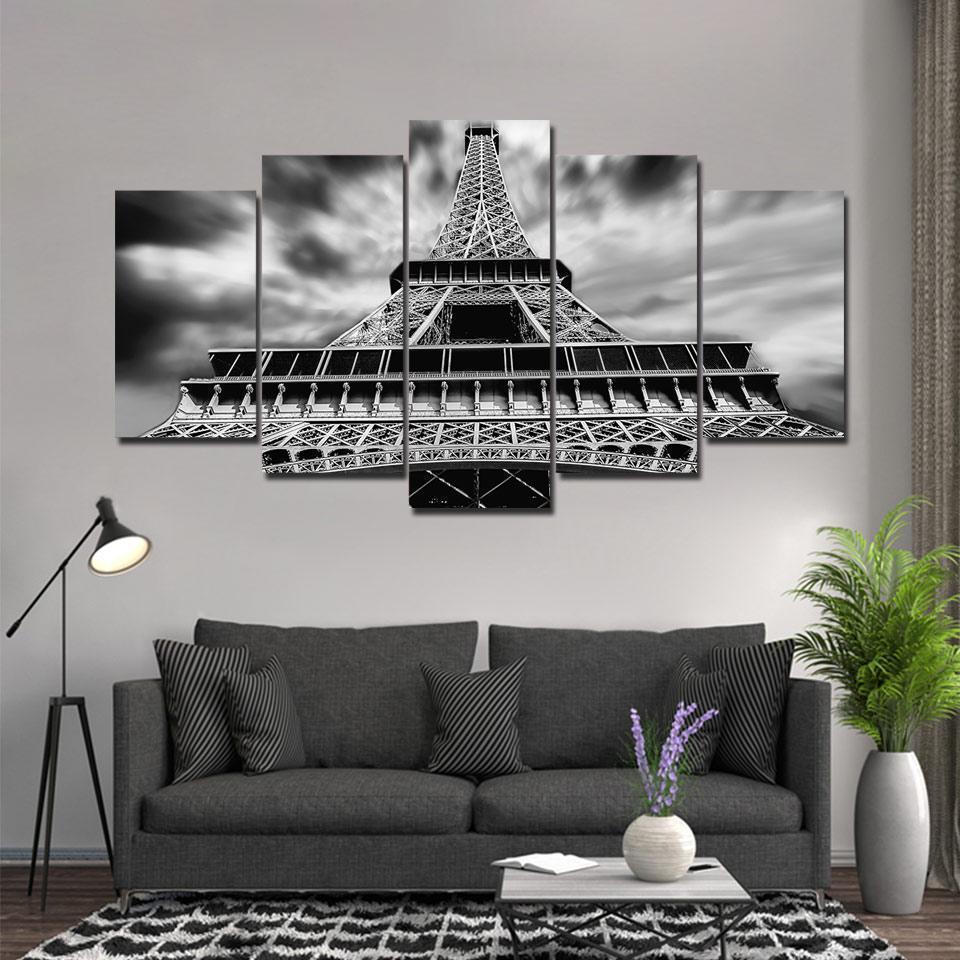 Black &amp;amp; White Paris Tower Landscape Canvas Wall Art