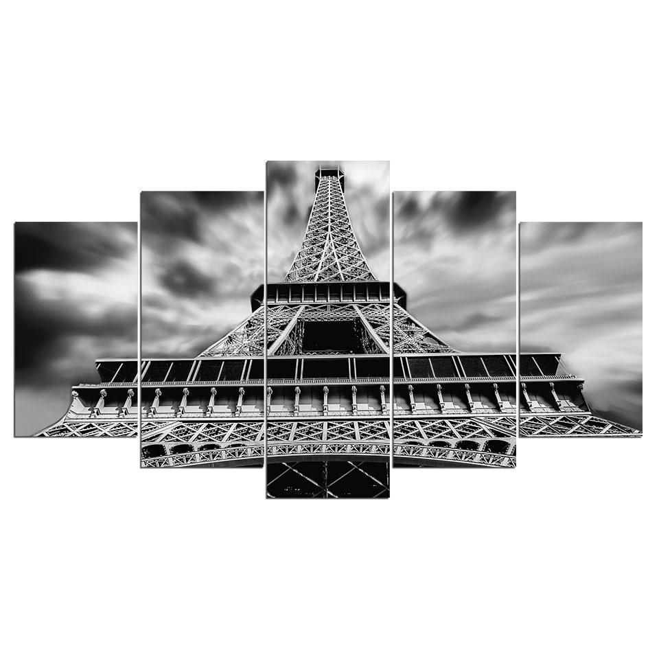 Black &amp;amp; White Paris Tower Landscape Canvas Wall Art