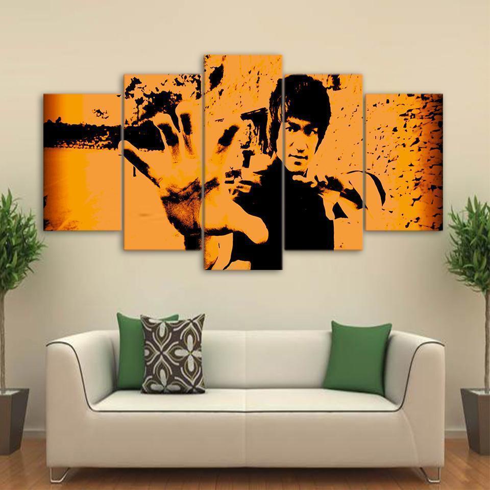 Black &amp;amp; White Photo Bruce Lee Celebrity Canvas Wall Art