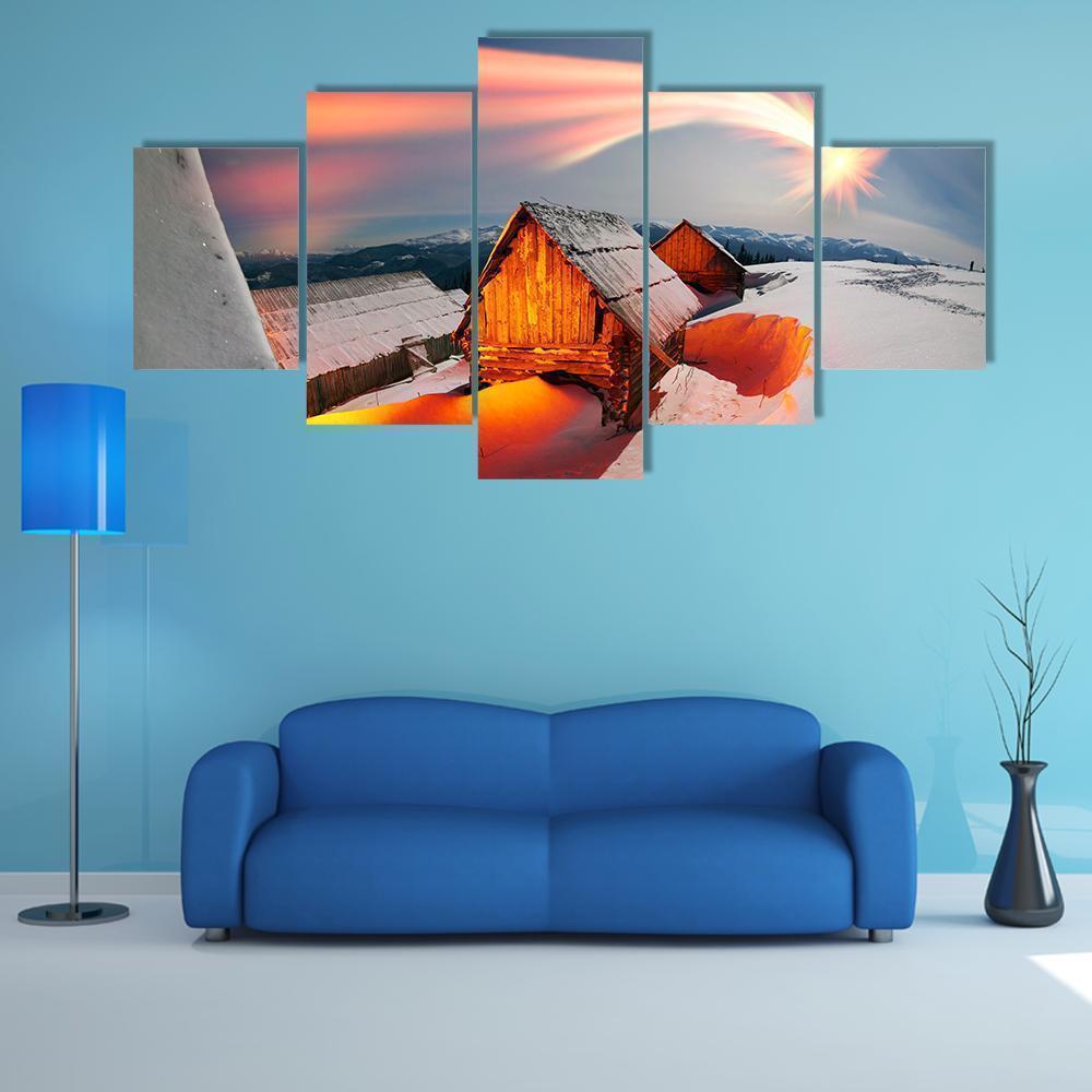 Blizzard Covered Alpine Fields Nature Canvas Wall Art