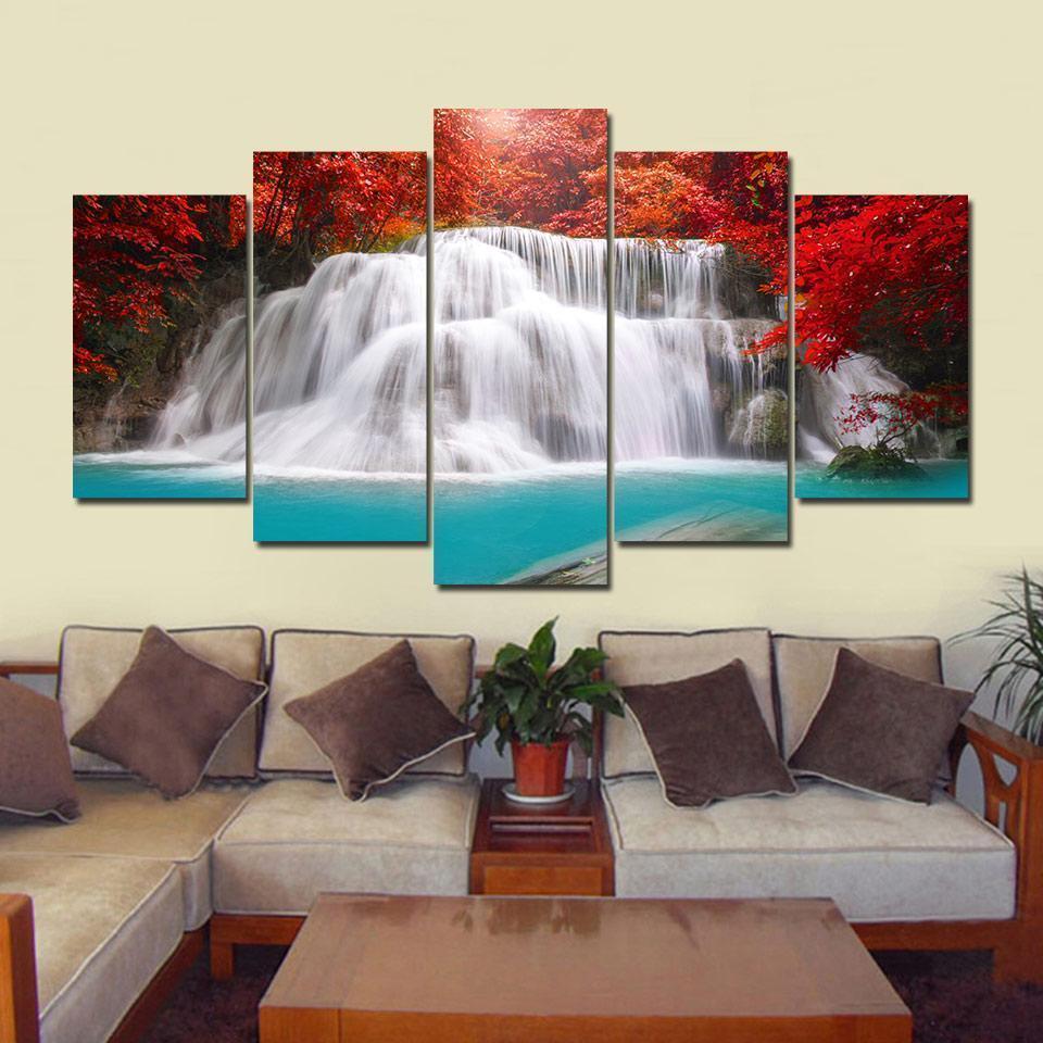 Blossom Waterfall Nature Canvas Wall Art