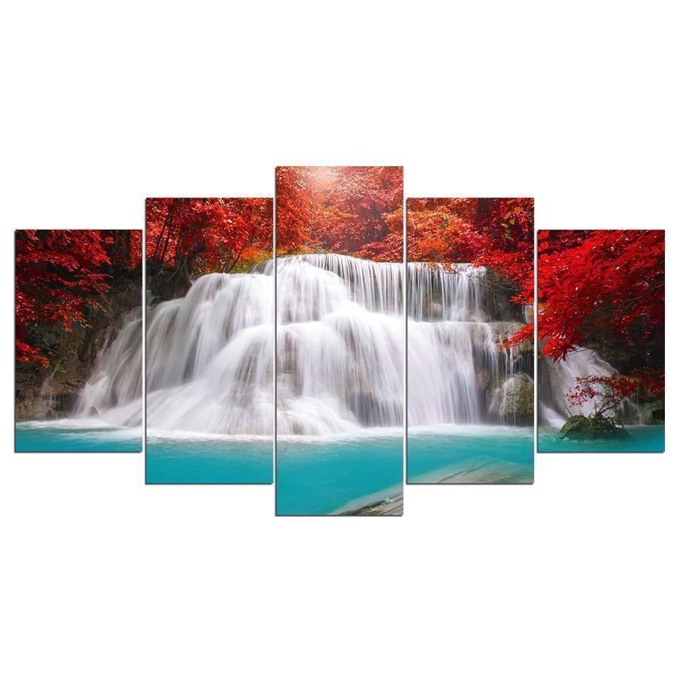 Blossom Waterfall Nature Canvas Wall Art